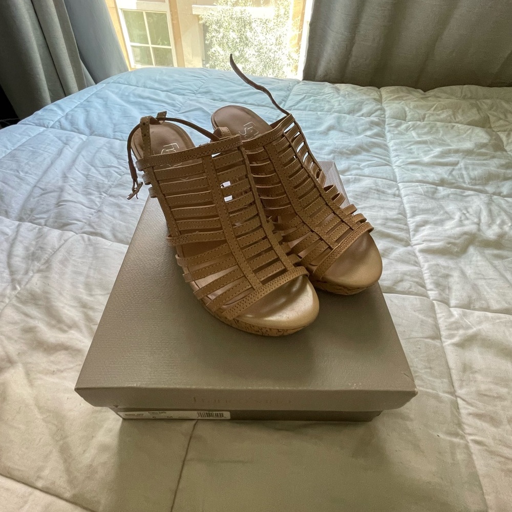 Tan Franco Sarto wedges
